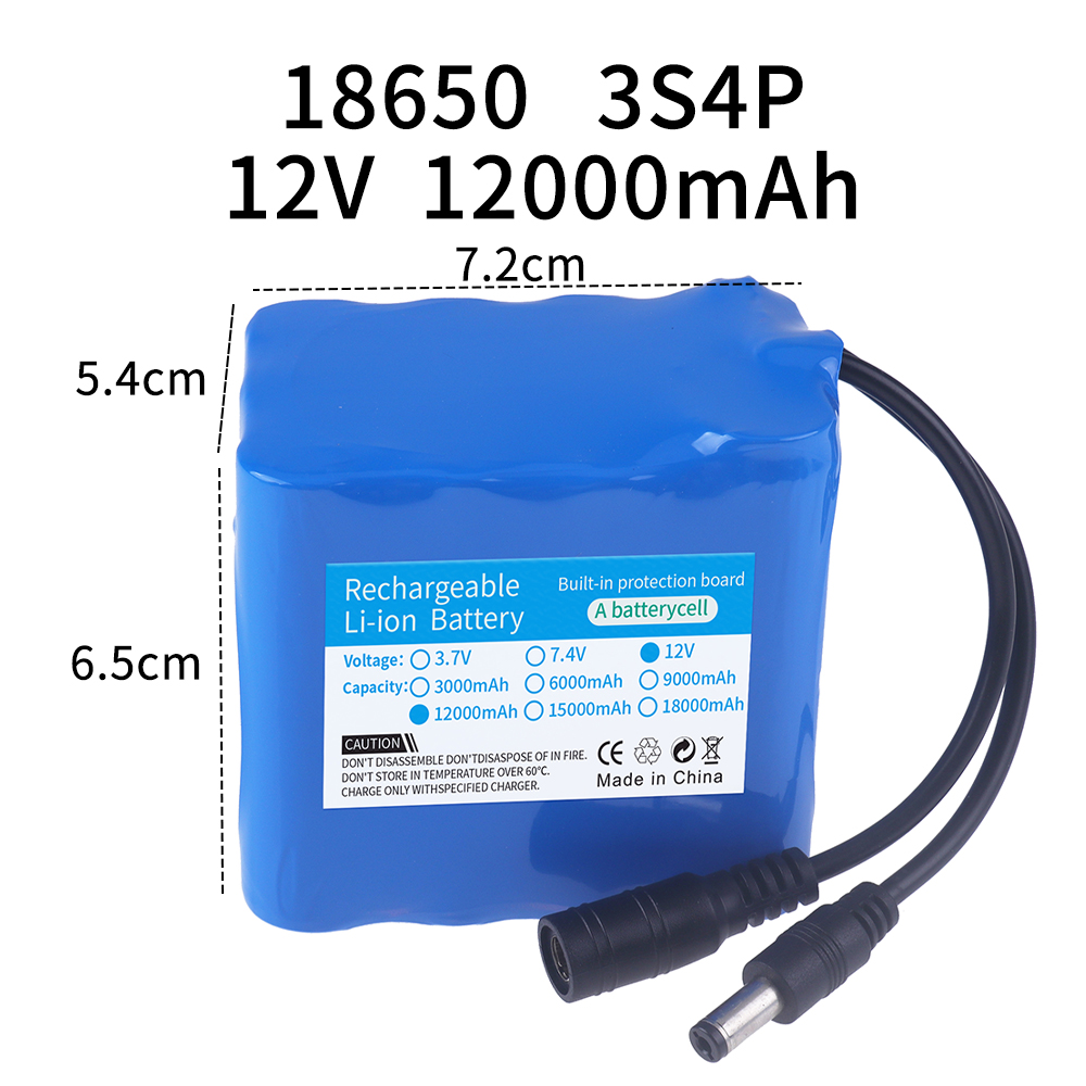 12V 12000mah Battery 3S4P Real - Lithium Battery 12V review and price